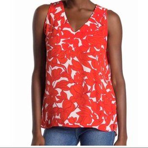 Ann Taylor Sleeveless Blouse - Red/White